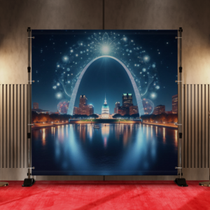 A Nighttime View of the St. Louis Arch Illuminated by a Halo of Twinkling Sapphires and Diamonds 2