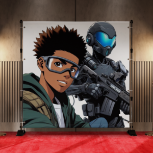 Black Anime Kid Teen Boy Girl Backdrop 8