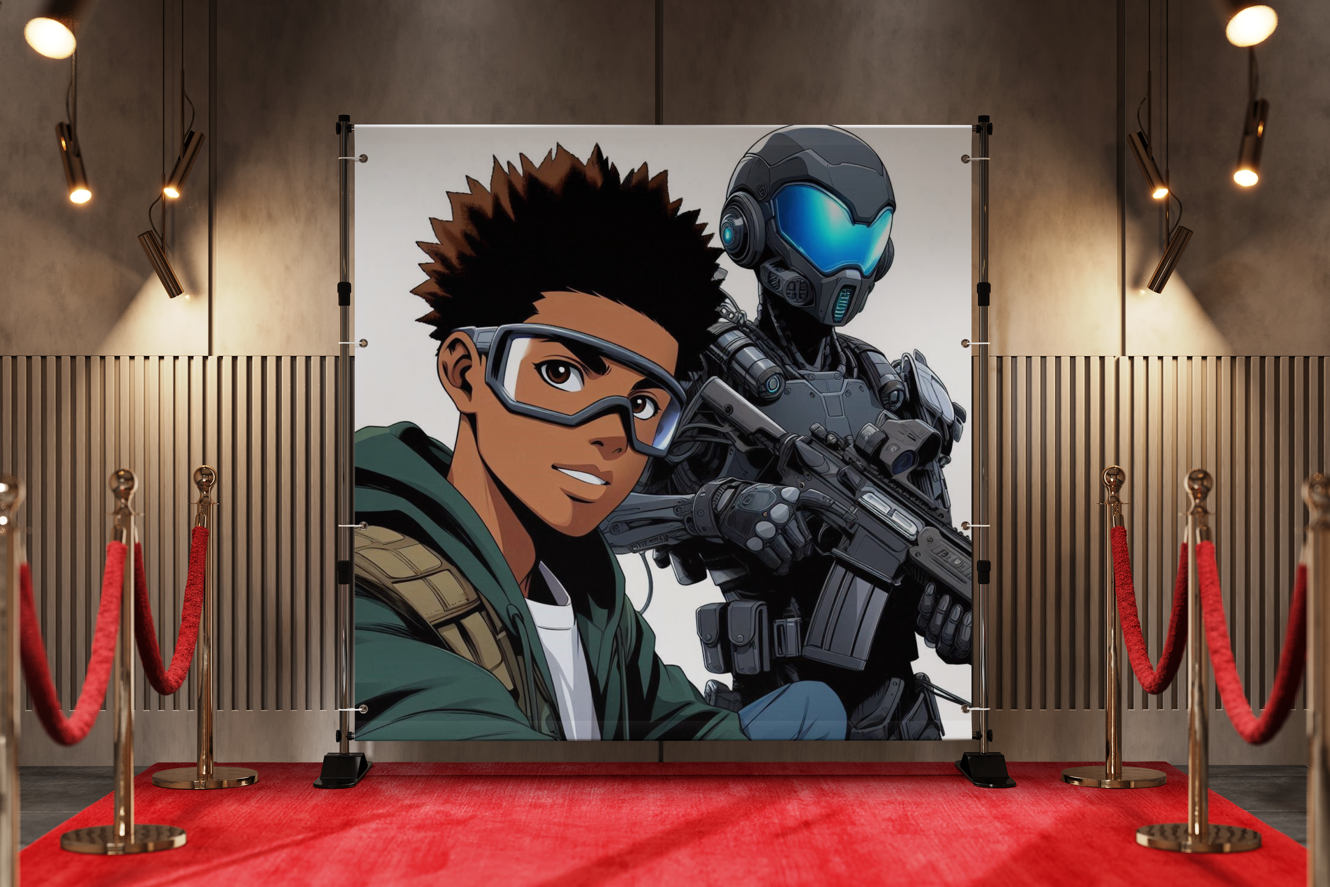 Black Anime Kid Teen Boy Girl Backdrop 8