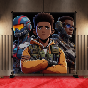 Black Anime Kid Teen Boy Girl Backdrop 7
