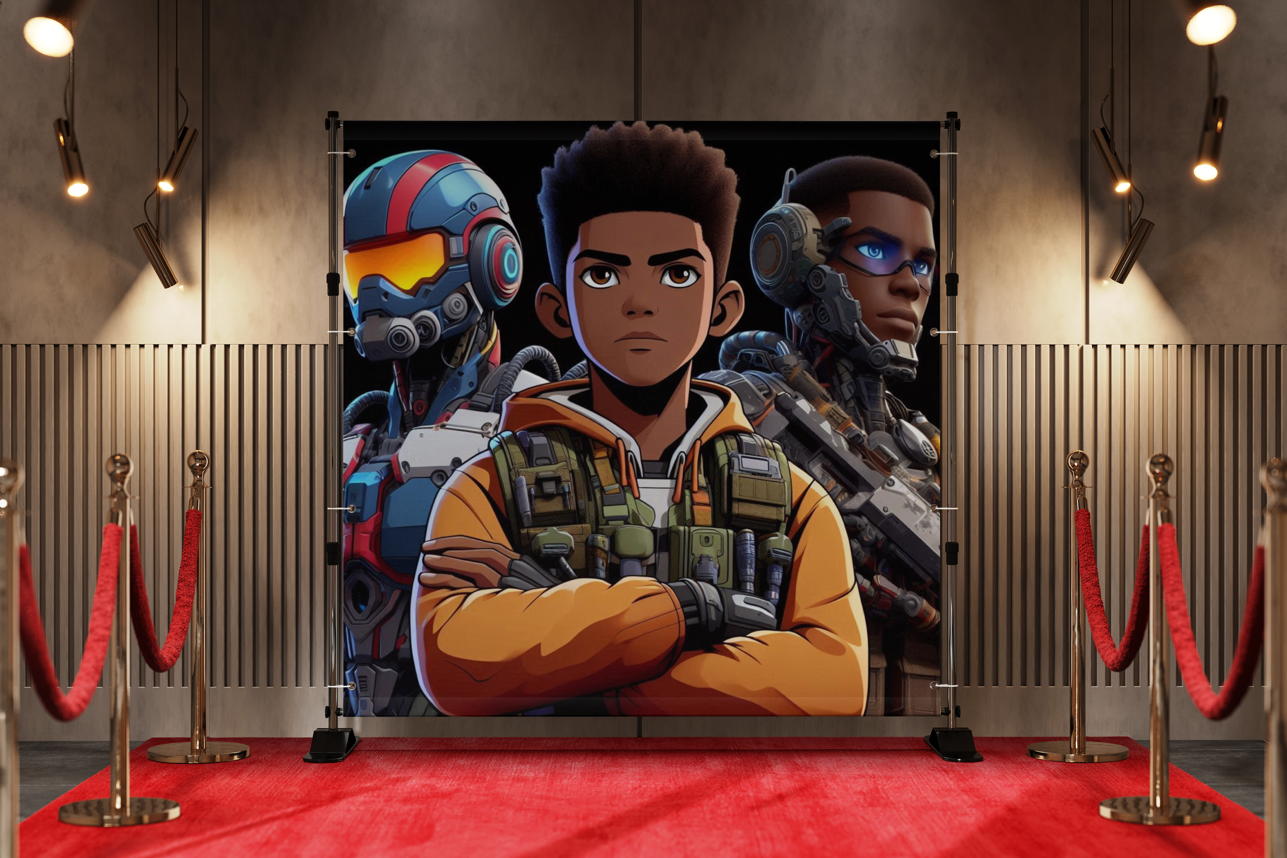Black Anime Kid Teen Boy Girl Backdrop 7