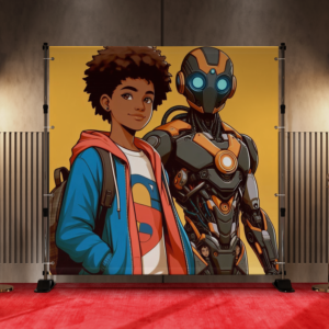 Black Anime Kid Teen Boy Girl Backdrop 6