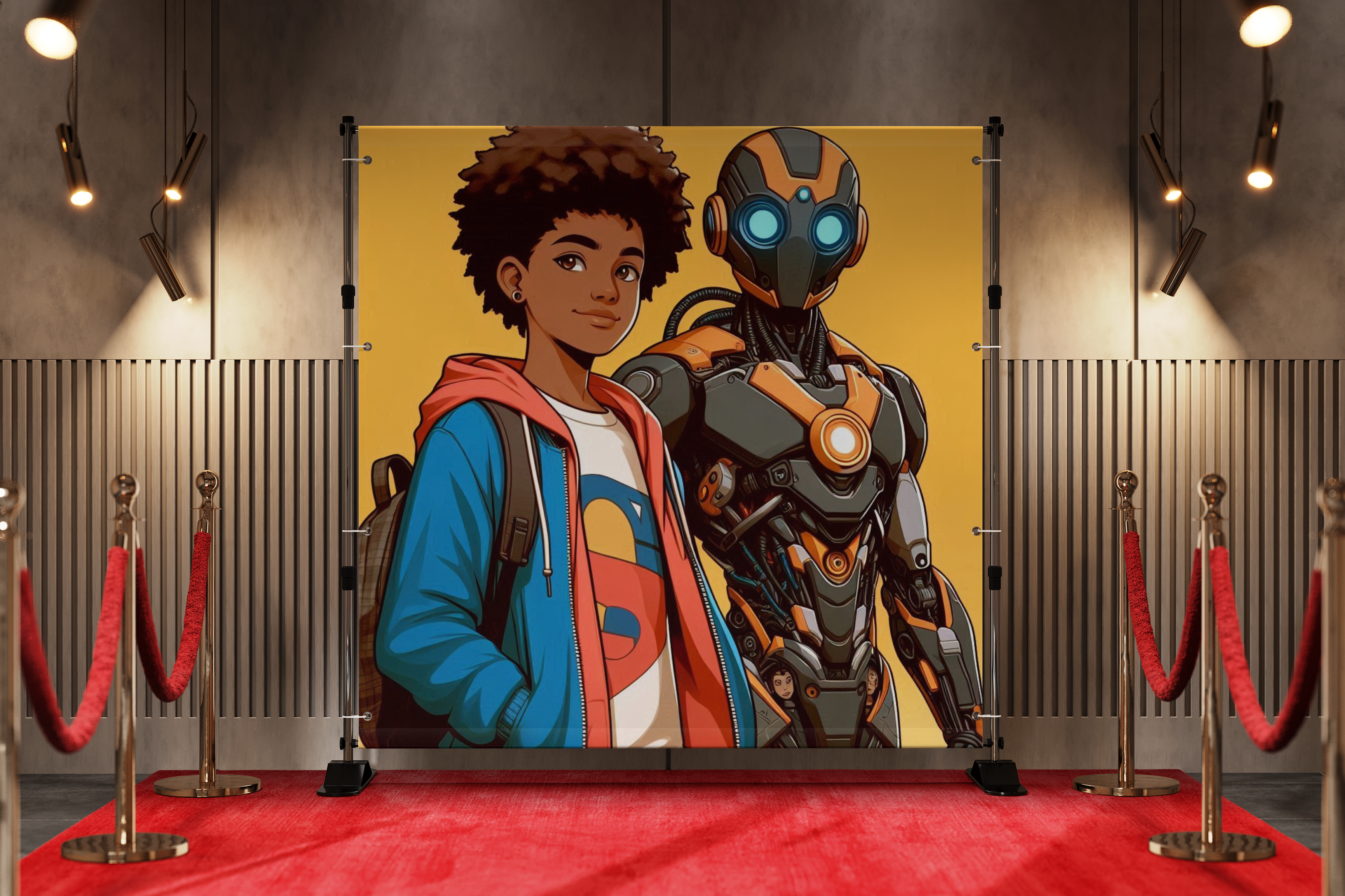 Black Anime Kid Teen Boy Girl Backdrop 6