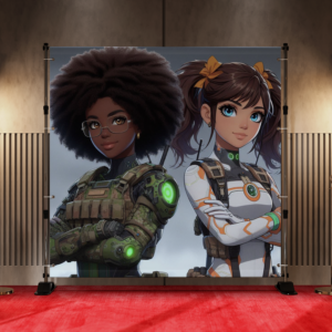 Black Anime Kid Teen Girls Boys Backdrop 5