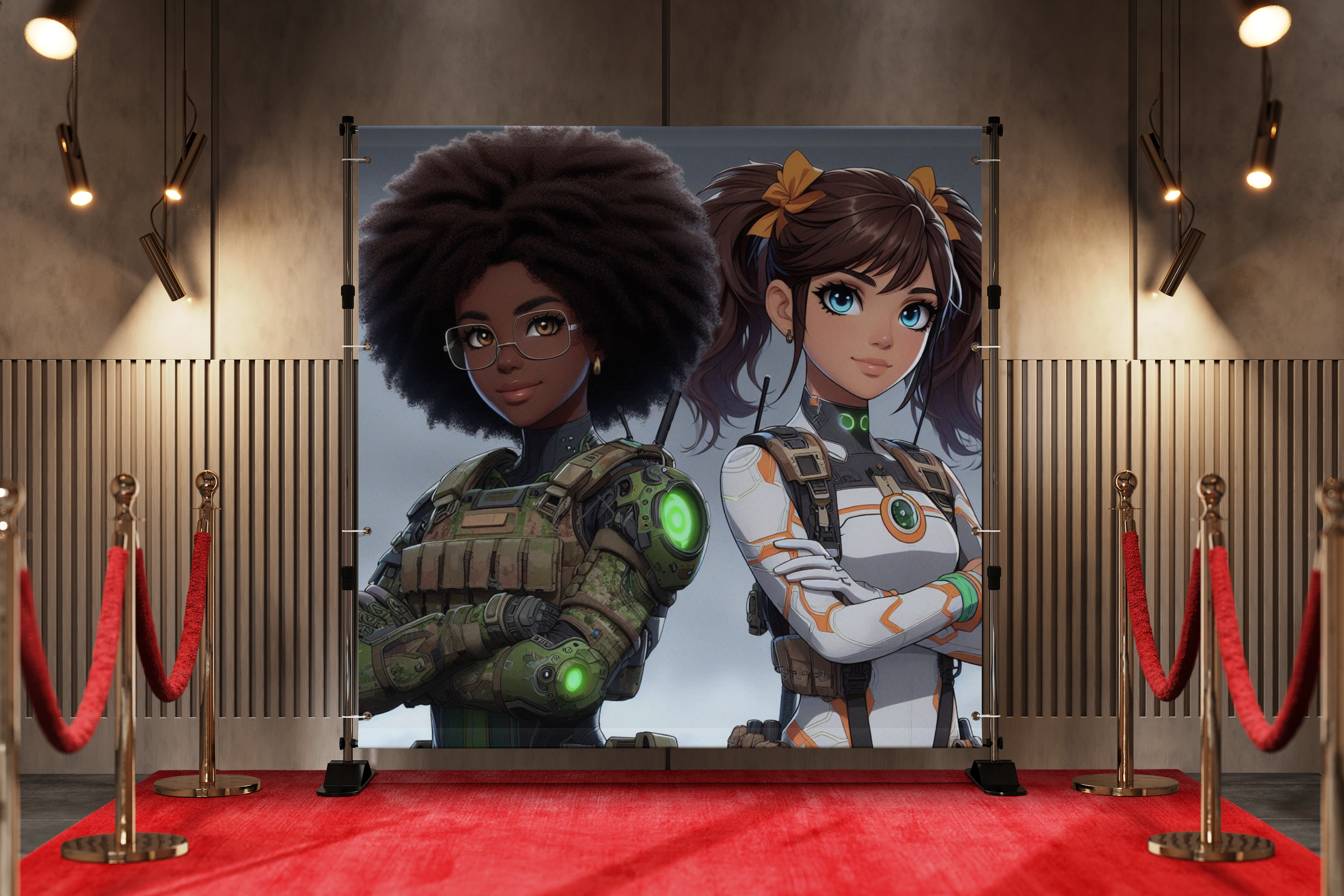 Black Anime Kid Teen Girls Boys Backdrop 5
