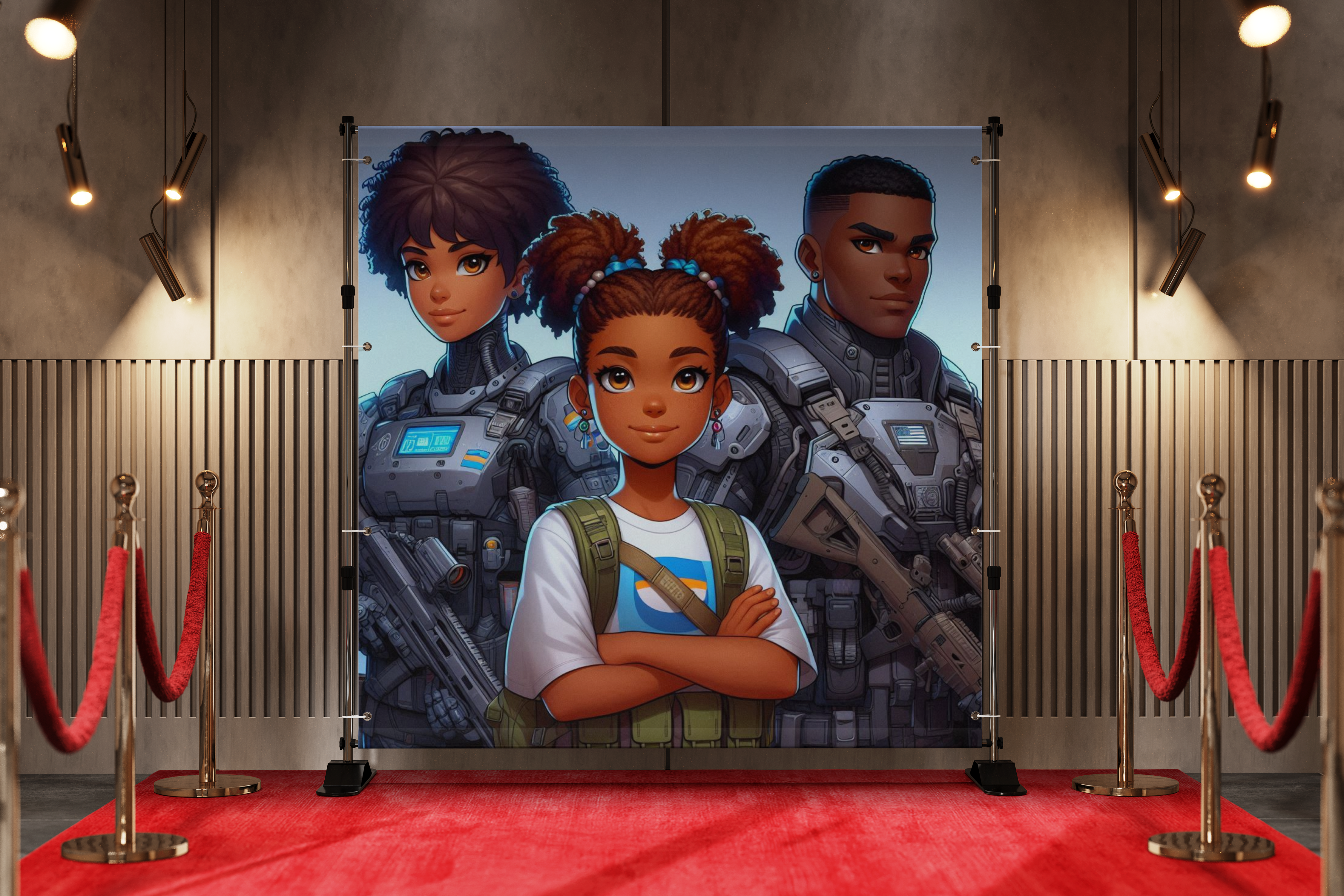 Black Anime Kids girls boys backdrop 4