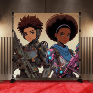 Black Anime Kids Girls Boys Backdrop 2