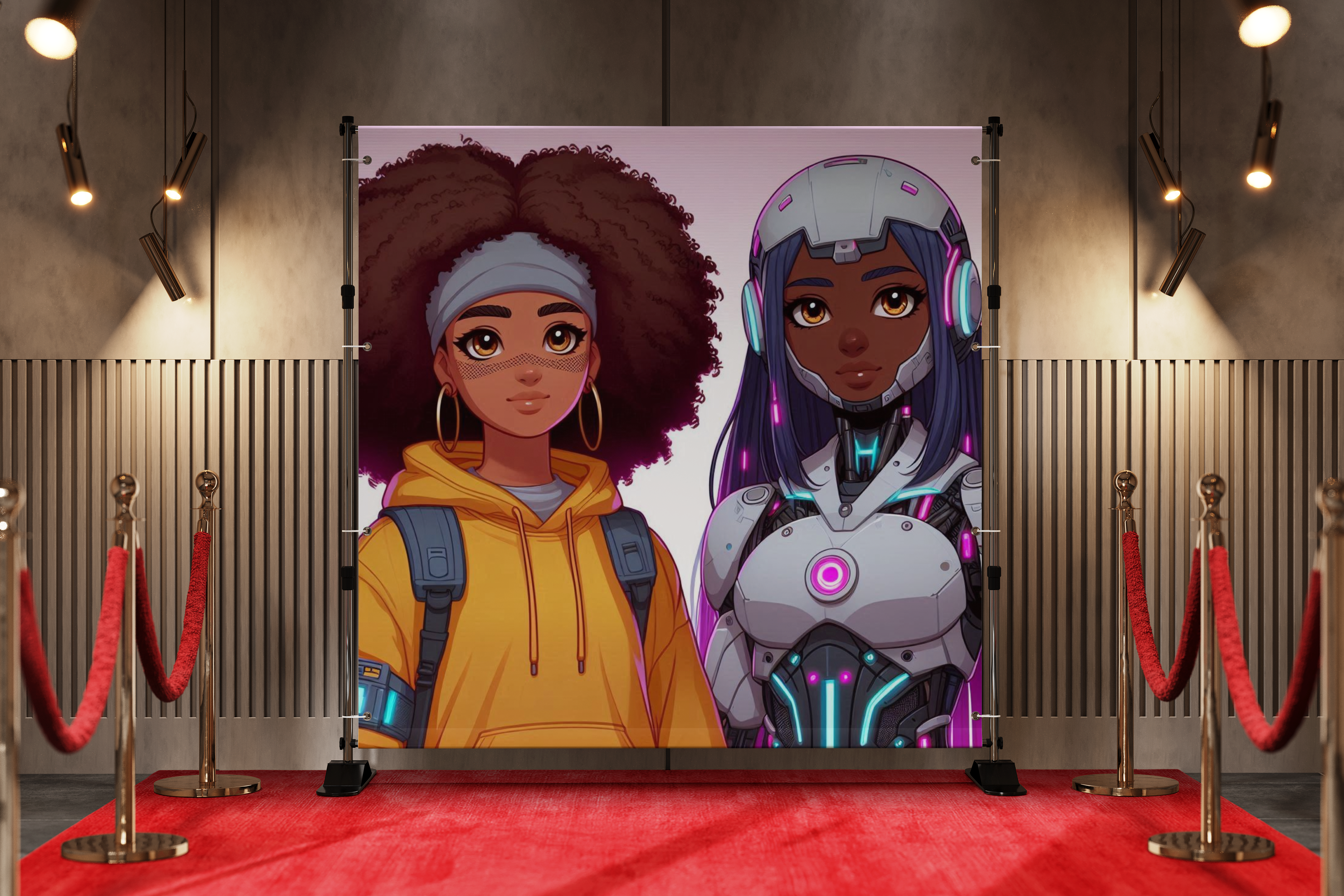 Black Anime Kids Teen Girls Boys Backdrop 14