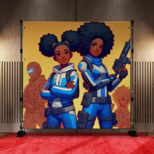 Black Anime Kids Teens Girl Boys Backdrop 13