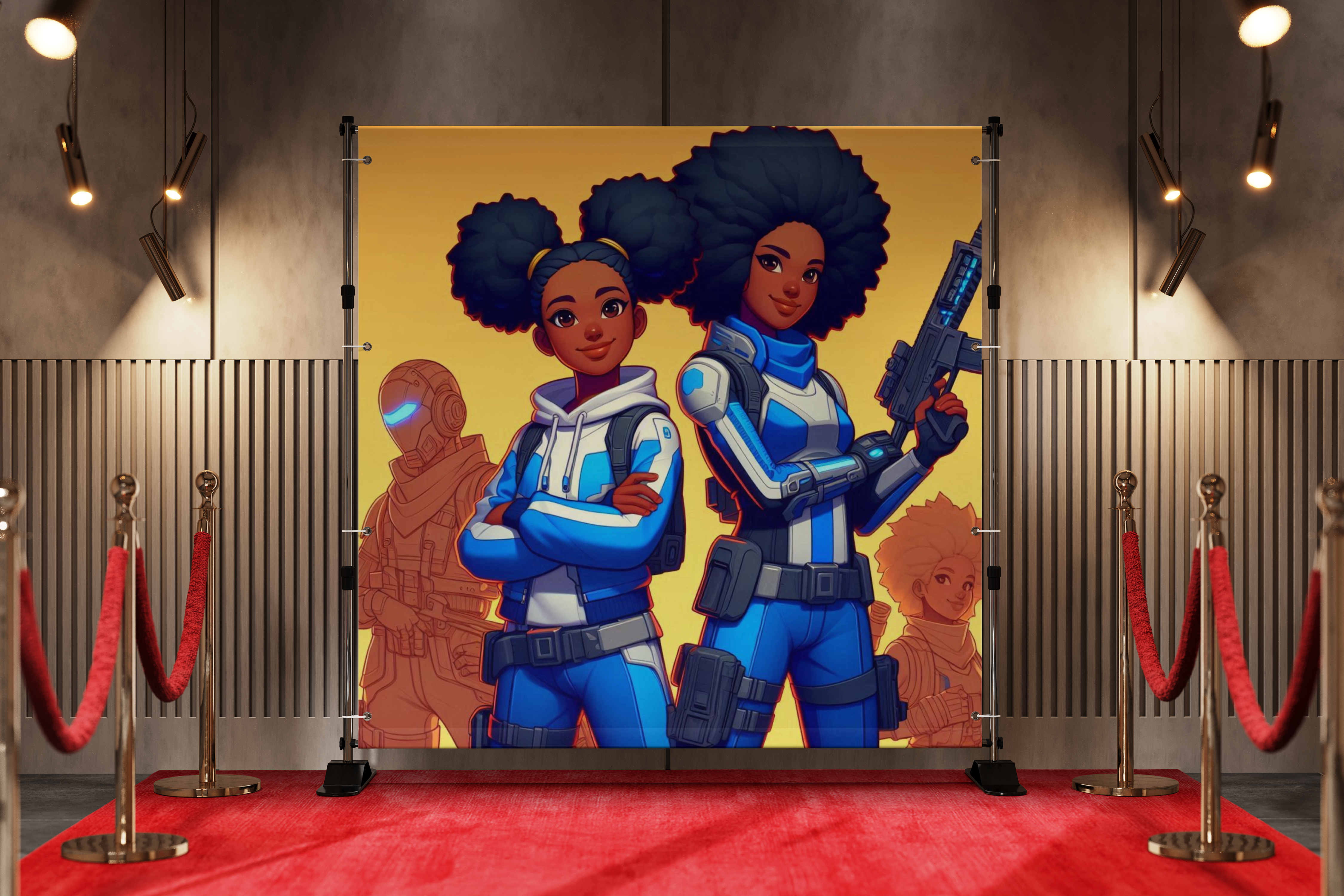 Black Anime Kids Teens Girl Boys Backdrop 13
