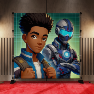 Black Anime Kids Teen Boys Girls Backdrop 12