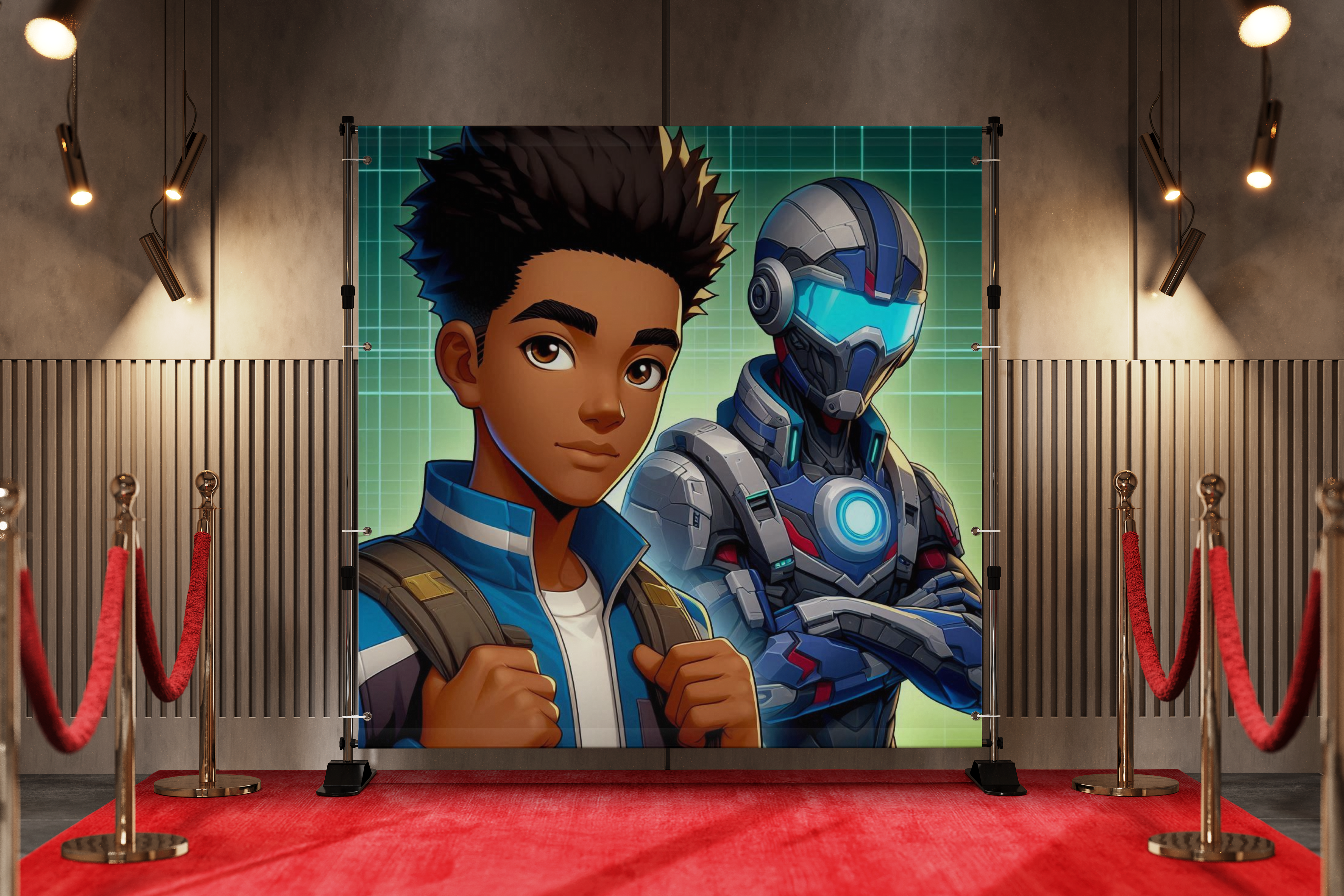Black Anime Kids Teen Boys Girls Backdrop 12