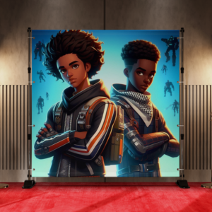 Black Anime Kids Teen Boys Girls Backdrop 11