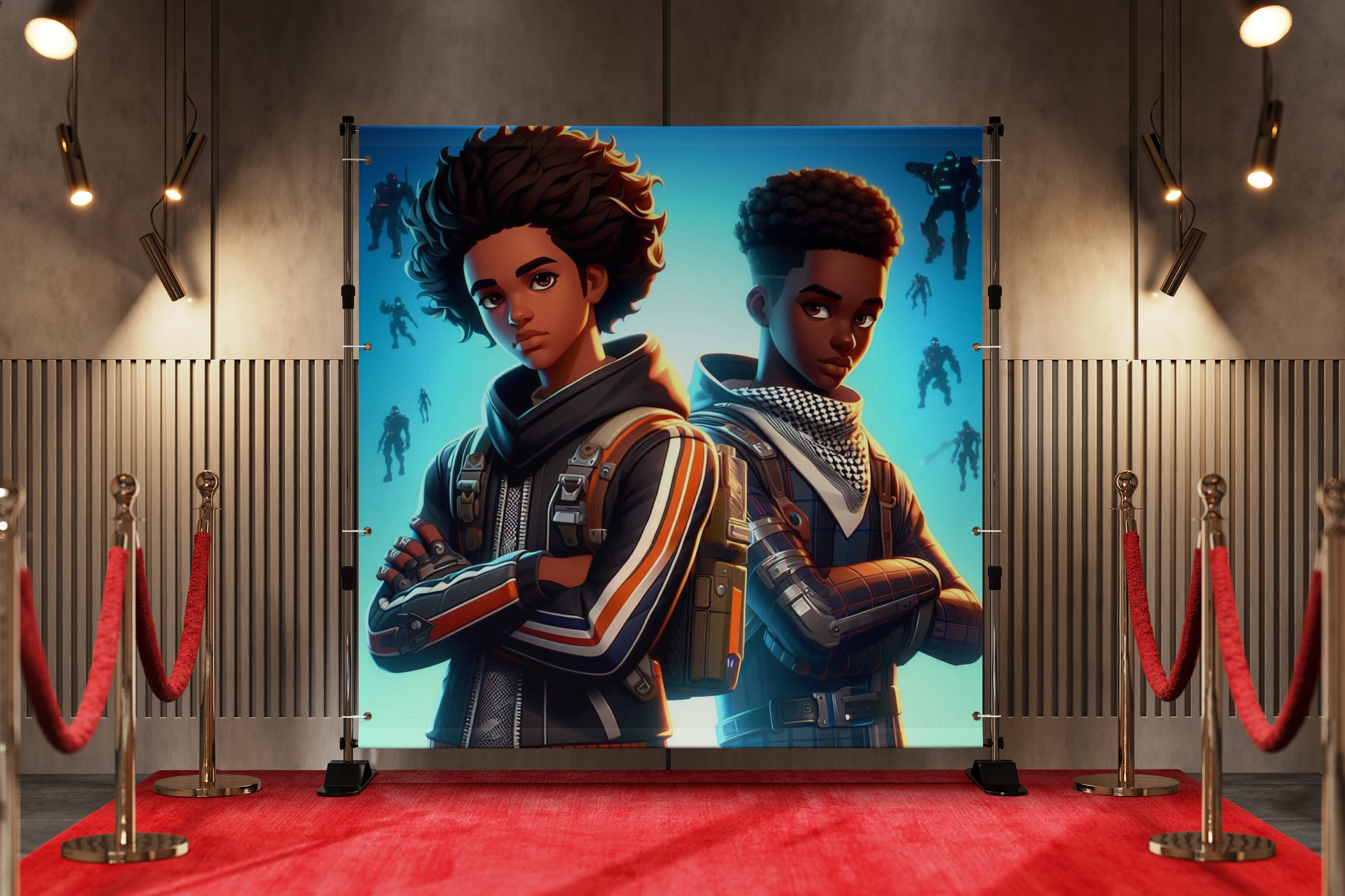 Black Anime Kids Teen Boys Girls Backdrop 11