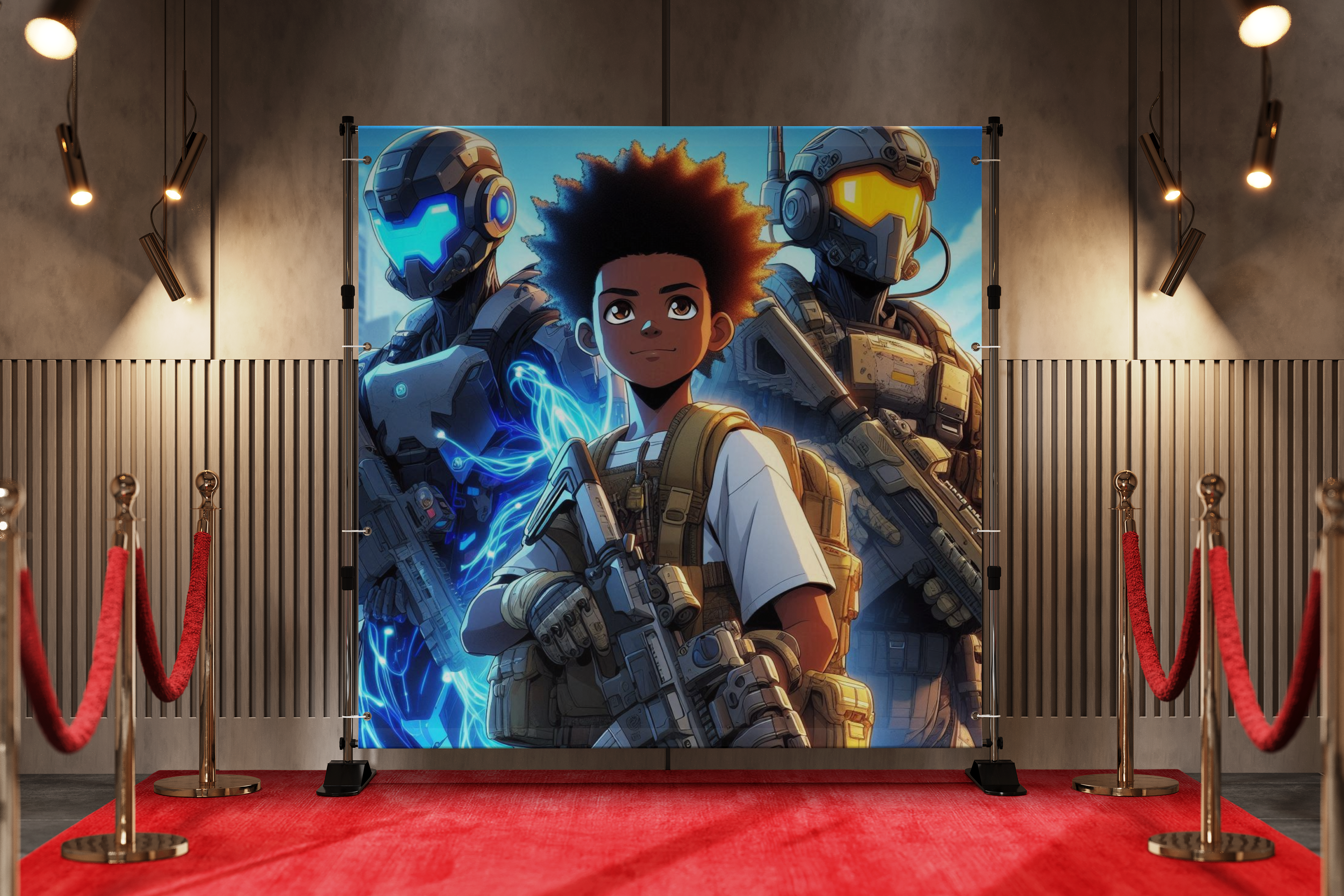 Black Anime Kid Teen Boy Girl Backdrop 9