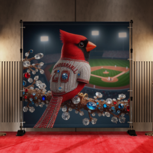 Cardinal Bird with Gemstones 4 - Locals Only STL Backdrop