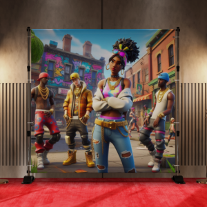 Black Fortnite Background 3 - (Girls Rule) backdrop