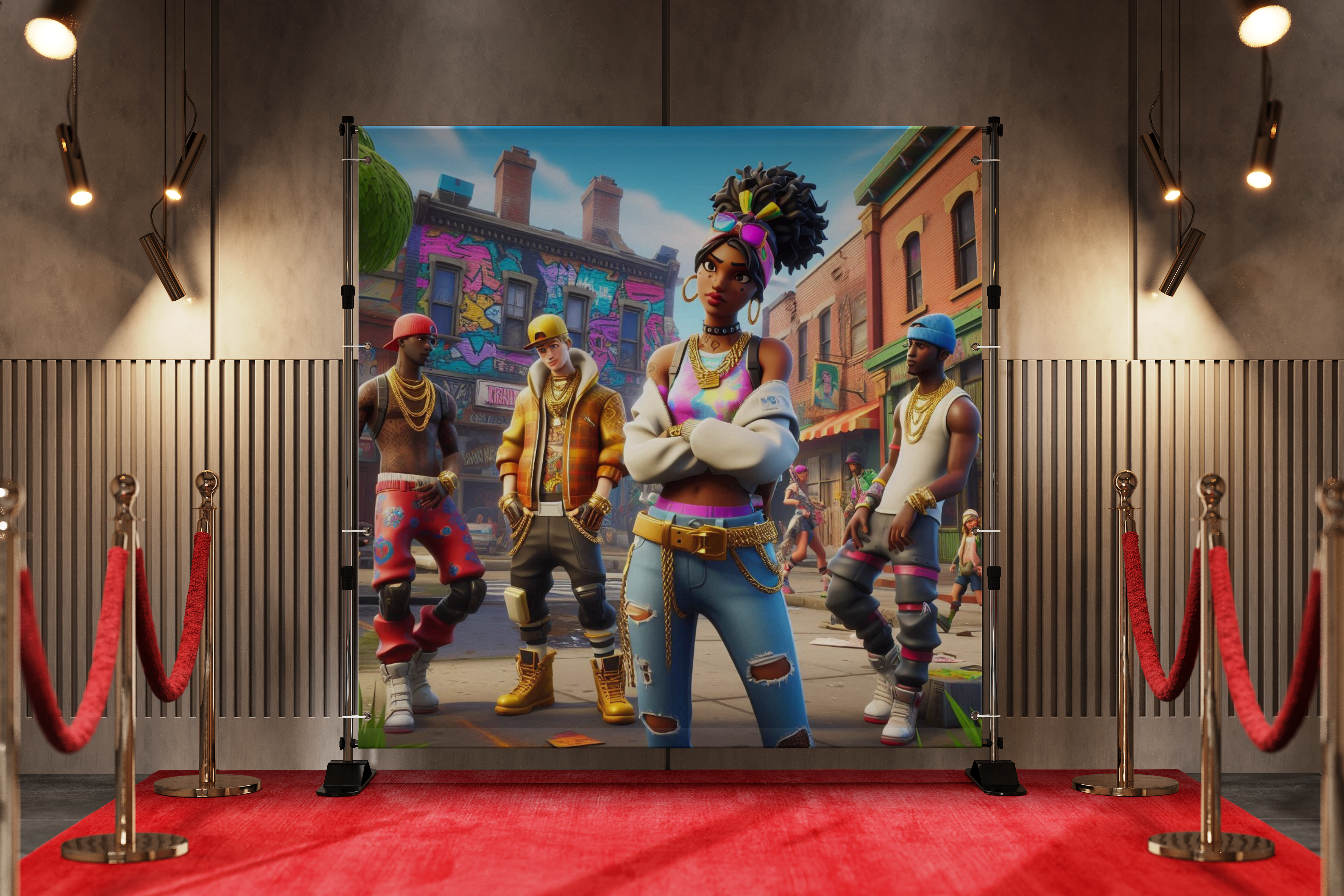 Black Fortnite Background 3 - (Girls Rule) backdrop
